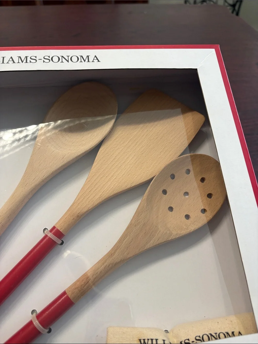 Williams-Sonoma Junior Chef Wooden Utensil Set - Red and Natural Bamboo